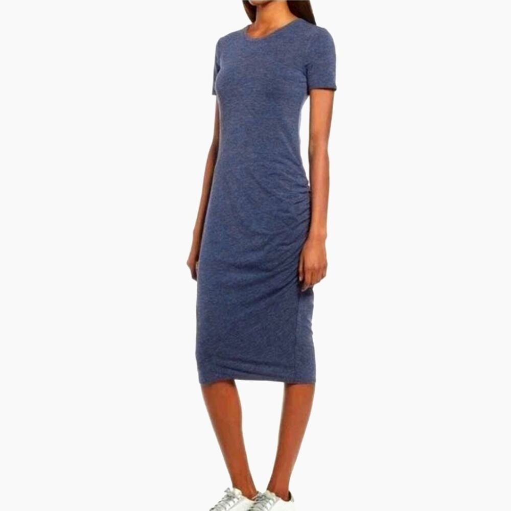 Treasure & Bond Scrunch Side Ruched Body-Con Dress Size in Navy Size XS